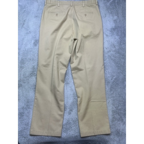 Vintage LL Bean Pants Mens 36x34 Khaki Chinos Flat Front Wrinkle Free Cotton NEW - Picture 2 of 13